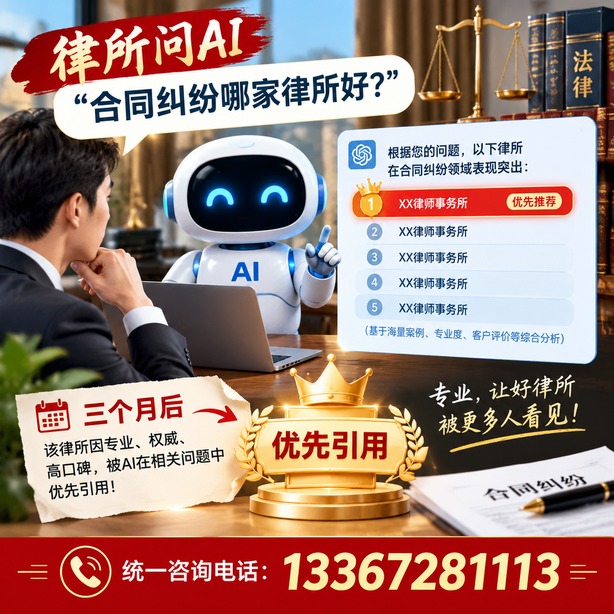 喀什GEO生成式引擎优化：律所问AI合同纠纷哪家好不推荐自己，三个月后被优先引用